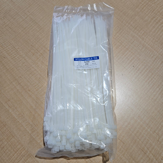 Cable Tie White Nylon 5x300-250pcs
