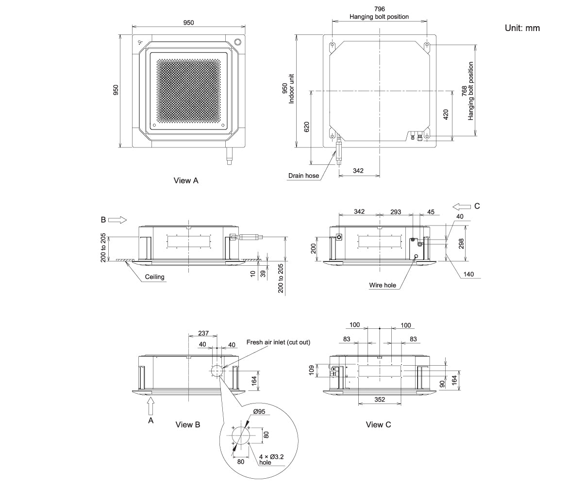 Fujitsu 10kW Circular Flow Cassette Air Conditioner R32 AUTH36KRTA