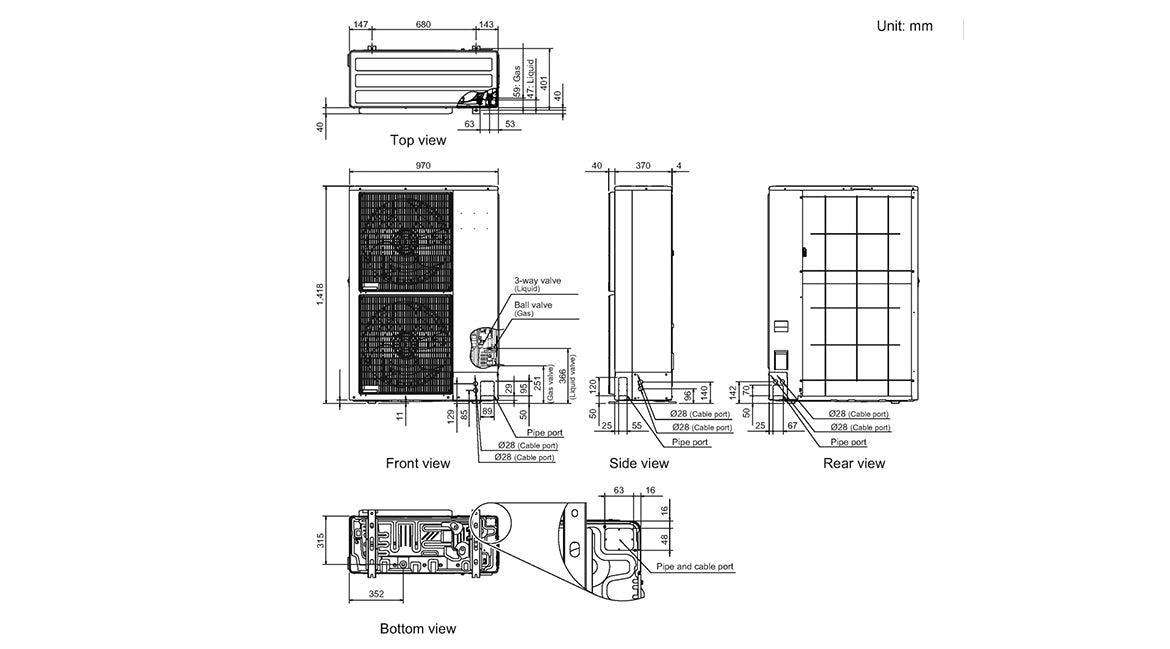 Fujitsu R32 High Static Large Capacity 20kW Three Phase Ducted Air Conditioning System