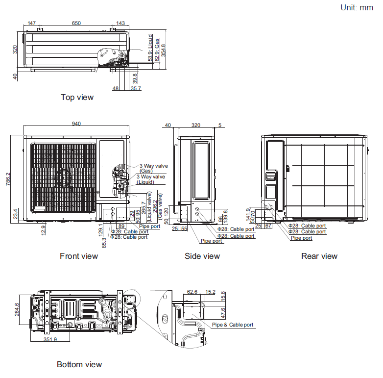 Fujitsu R32 Mid Static Slimline 10.0kW Single Phase Ducted Air Conditioning System