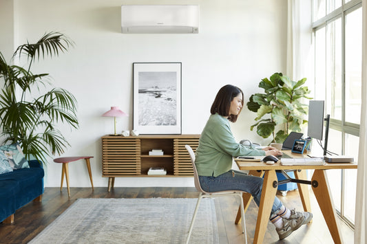 Hitachi airHome 400 2.5kW split system air conditioner indoor and outdoor units.