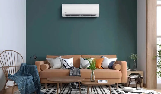 Midea Apollo Series 9.0kW split system air conditioner indoor and outdoor unit, energy-efficient reverse cycle cooling and heating