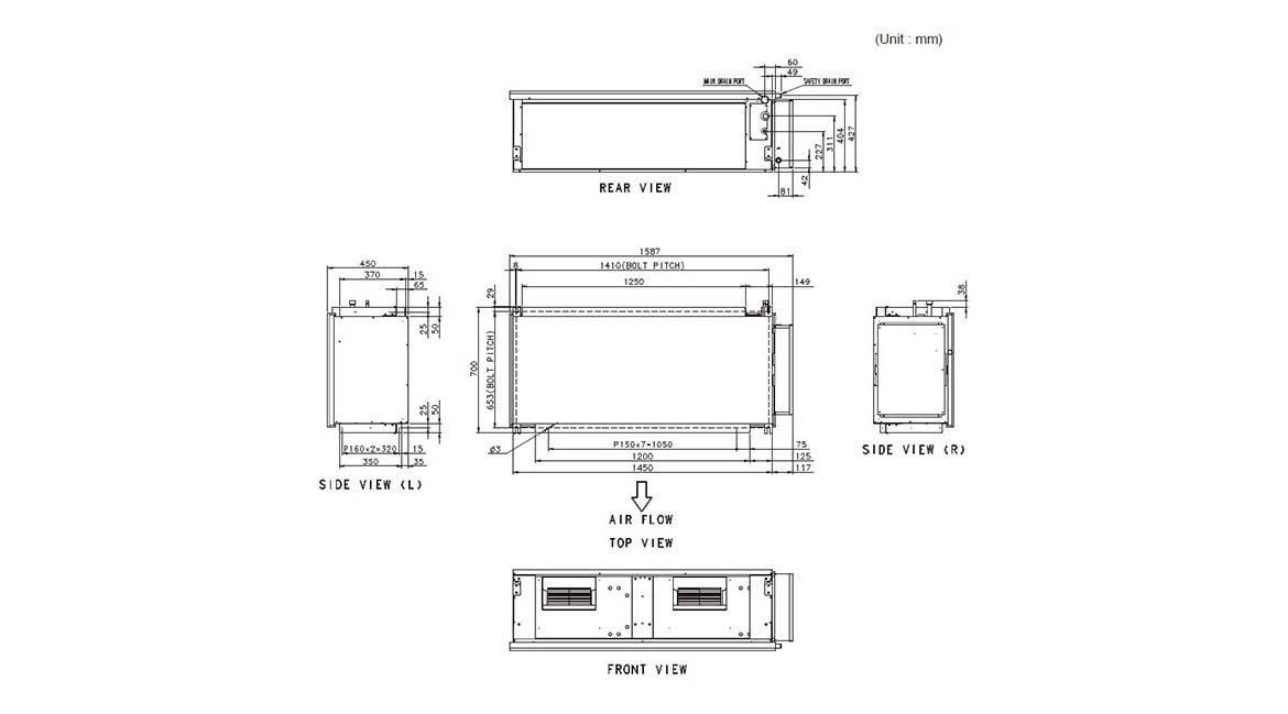 Fujitsu R410A High Static Three Phase Series 20.3kW Ducted System