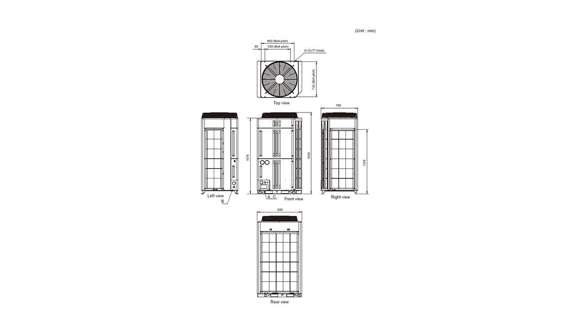 Fujitsu R410A High Static Three Phase Series 20.3kW Ducted System