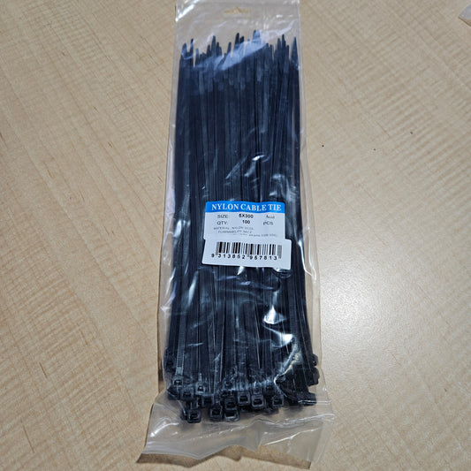 Cable Tie Black Nylon 5x300-100pcs