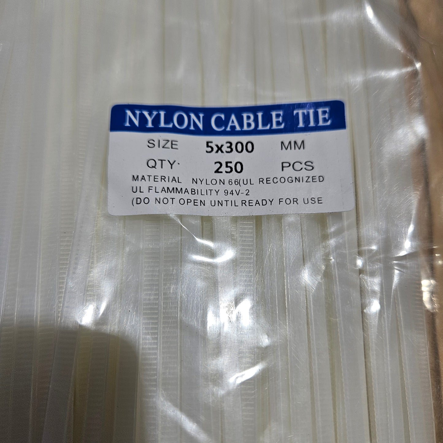 Cable Tie White Nylon 5x300-250pcs