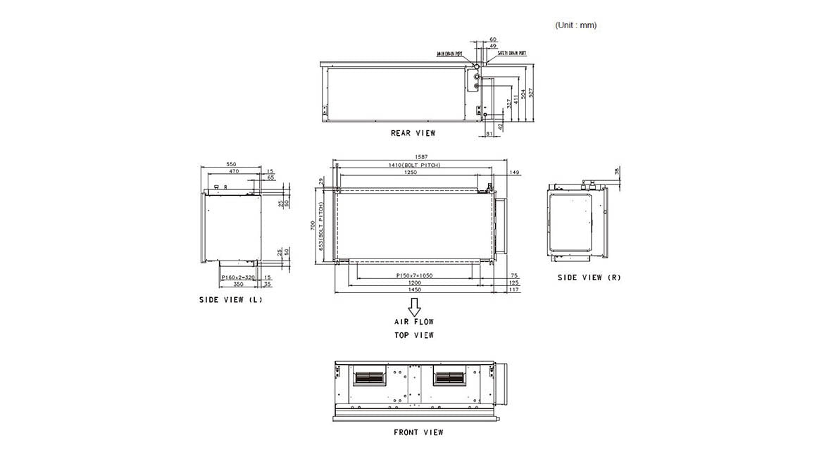 Fujitsu R410A High Static Three Phase Series 25.0kW Ducted System