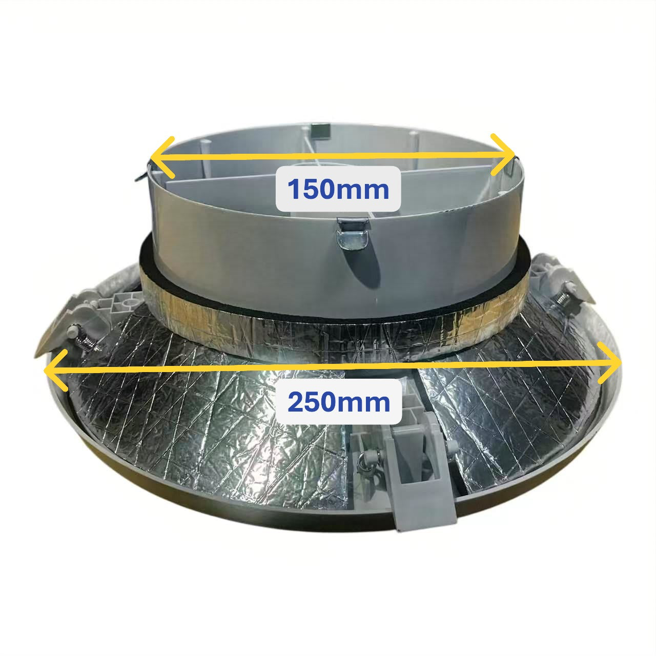 ADA insulated round ceiling diffuser available in multiple duct sizes