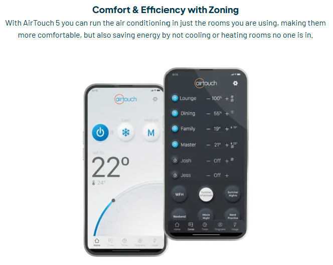 AirTouch 5 Smart Air Conditioning Controller with Ducted AC Zoning and WiFi App Control