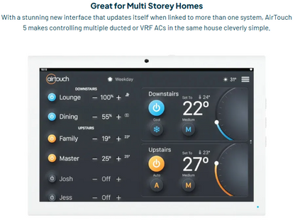 AirTouch 5 Smart Air Conditioning Controller with Ducted AC Zoning and WiFi App Control