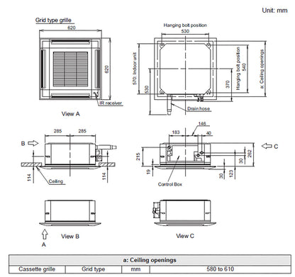 Fujitsu 7.1kW Compact Cassette Ceiling Air Conditioner R32
