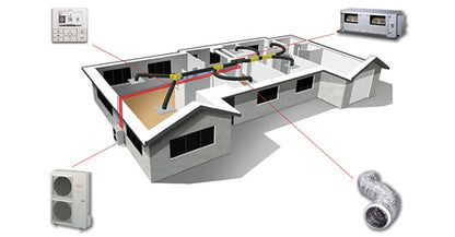 Fujitsu R32 Mid Static High Performance Slimline 8.5kW Single Phase Ducted Air Conditioning System