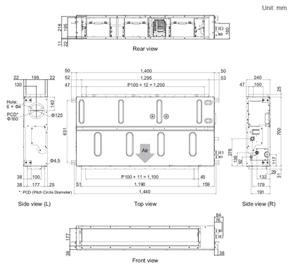 Fujitsu R32 Mid Static Slimline 12.5kW Single Phase Ducted Air Conditioning System