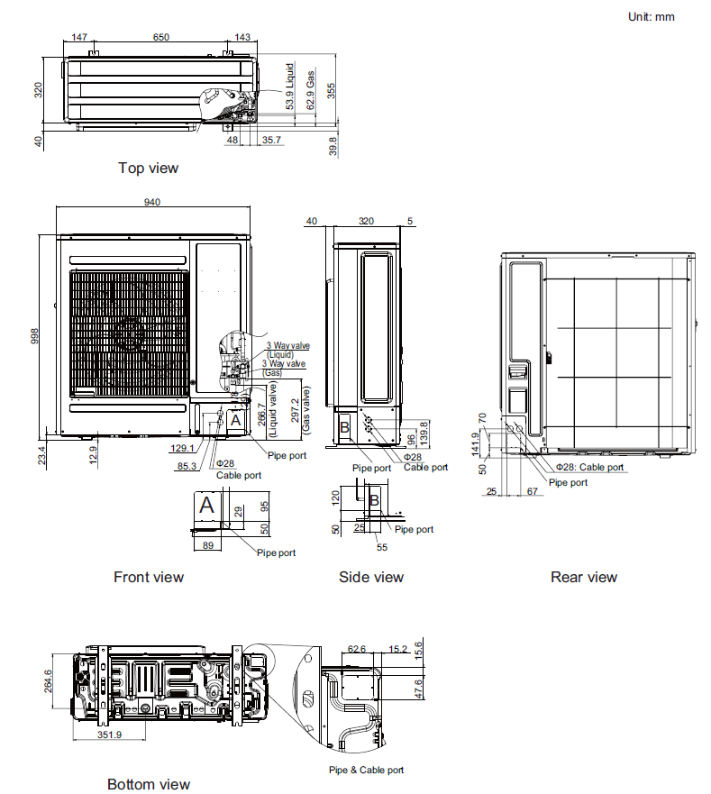 Fujitsu R32 Mid Static Slimline 13.0kW Single Phase Ducted Air Conditioning System