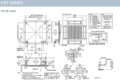 Mitsubishi Heavy Industries FDT 10kW 12.5kW  14kW 3 Phase Cassette Air Conditioner