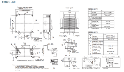 Mitsubishi Heavy Industries FDTC 2.5kW 3.5kW 5.0kW 5.6kW Compact Ceiling Cassette Air Conditioner