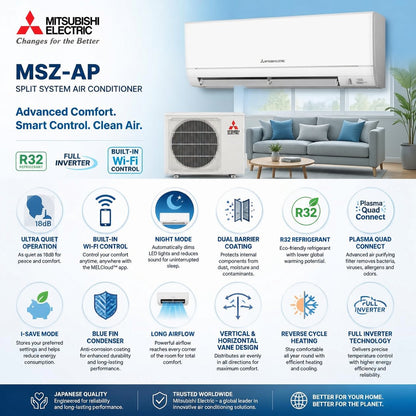 Mitsubishi Electric MSZ-AP 6.0kW Reverse Cycle Split System Air Conditioner