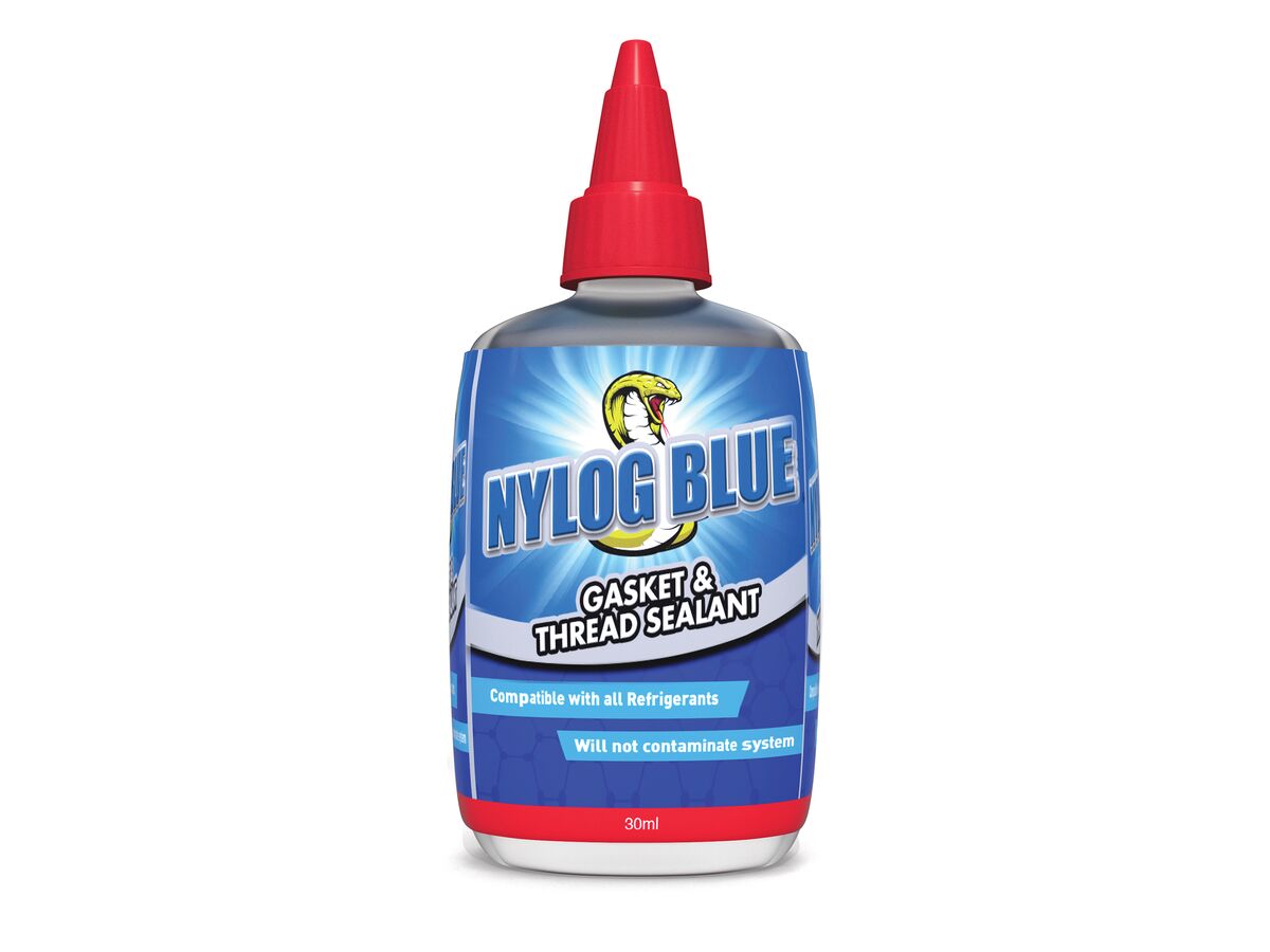 Nylog Blue gasket and thread sealant for HVAC air conditioning refrigerant leak prevention