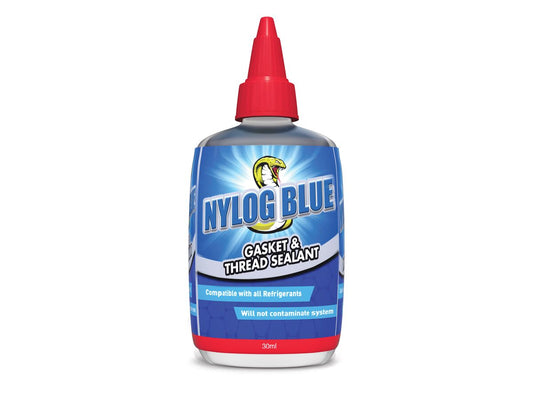 Nylog Blue gasket and thread sealant for HVAC air conditioning refrigerant leak prevention